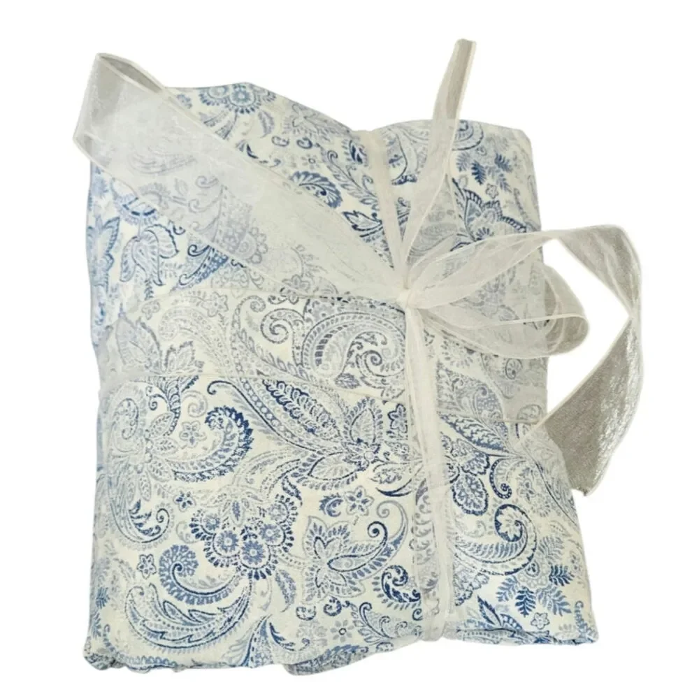 Charisma Queen 6 Piece UNBOXED Sheet Set Blue White  Bed Sheets Paisley NEW